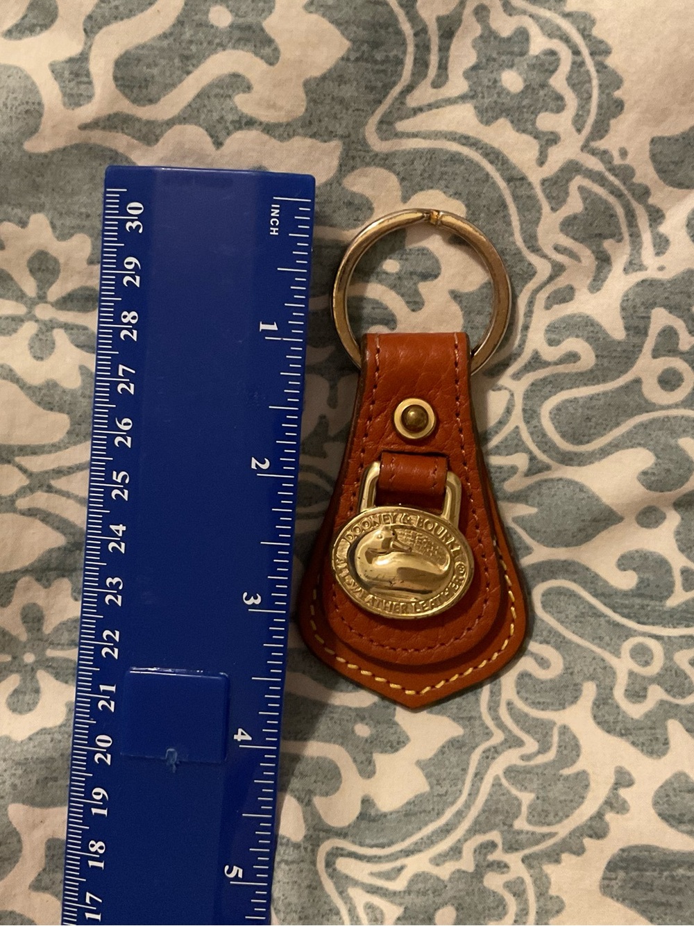 Dooney & Bourke Tan Leather Key Holder with Brass Medallion
